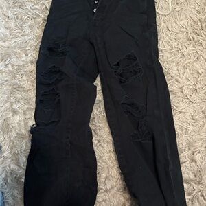 PacSun Black Distressed Flare Jeans